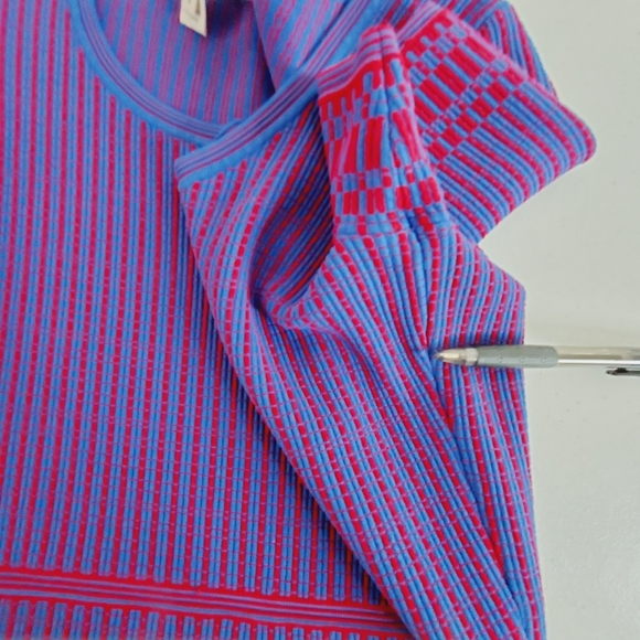 Diane Von Furstenberg Striped Knit Dress Size M Fit and Flare Scoop Neck Preppy - Picture 8 of 14